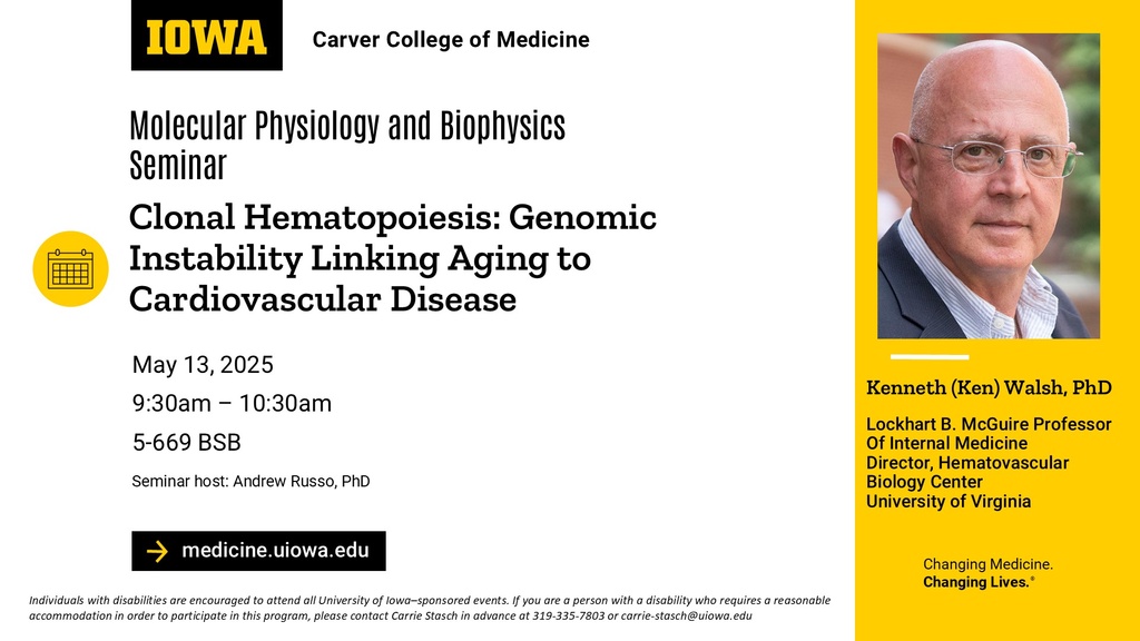 Molecular Physiology and Biophysics Seminar, Kenneth (Ken) Walsh, PhD promotional image